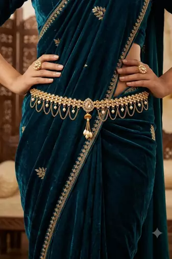 full lct kamarpatta (waist belt)   kundan & agate stone   gold plated