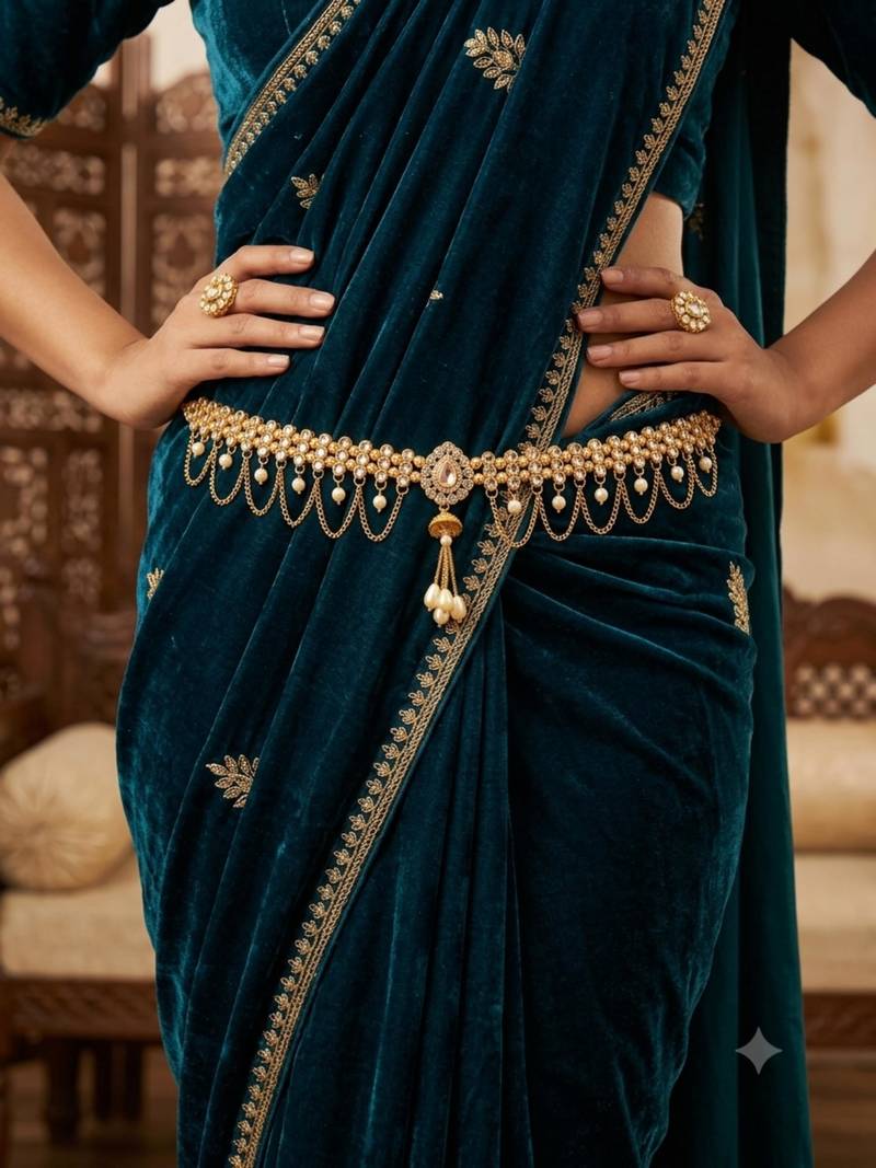 full lct kamarpatta (waist belt)   kundan & agate stone   gold plated