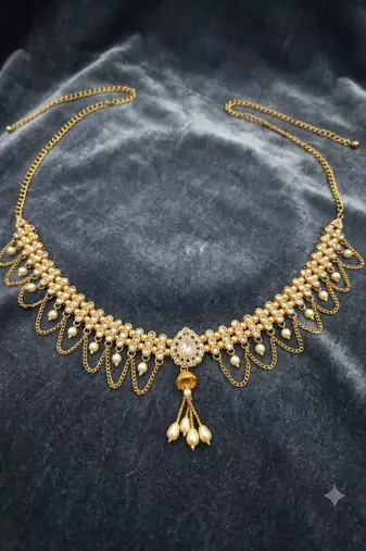full lct kamarpatta (waist belt)   kundan & agate stone   gold plated