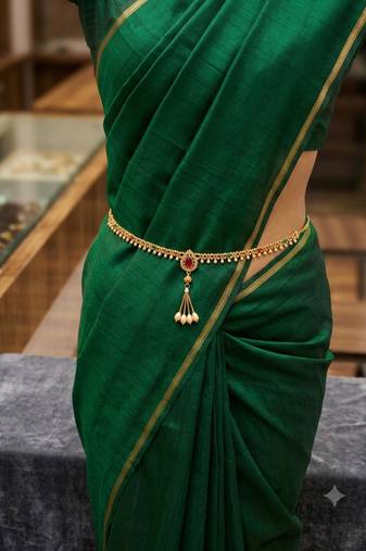  kamarpatta (waist belt)   kundan & agate stone   gold plated