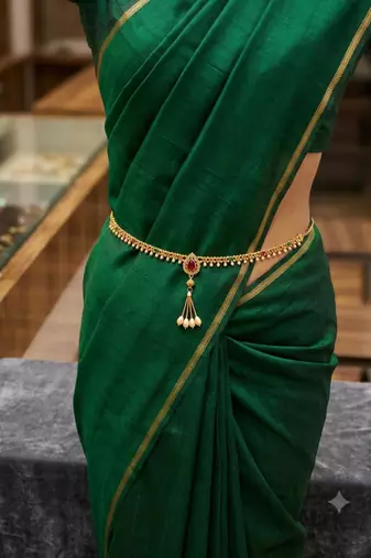  kamarpatta (waist belt)   kundan & agate stone   gold plated