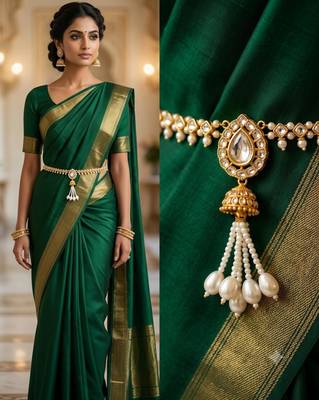 white kamarpatta (waist belt)   kundan & agate stone   gold plated 1