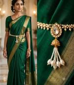 white kamarpatta (waist belt)   kundan & agate stone   gold plated