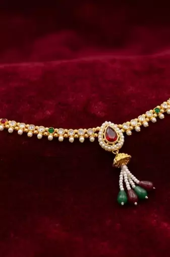  kamarpatta (waist belt)   kundan & agate stone   gold plated