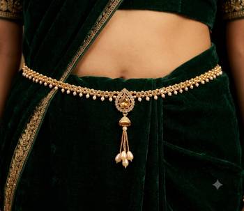 full lct kamarpatta (waist belt)   kundan & agate stone   gold plated 1