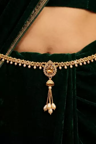 full lct kamarpatta (waist belt)   kundan & agate stone   gold plated