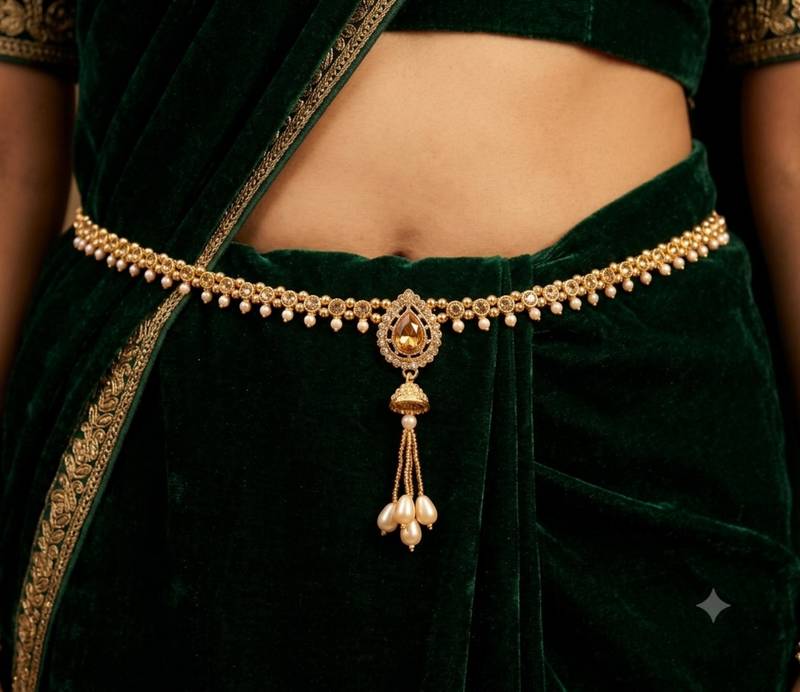 full lct kamarpatta (waist belt)   kundan & agate stone   gold plated