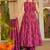 Floral printed muslin v neck magenta anarkali set