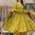 Floral printed muslin v neck lime-green anarkali set