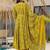 Floral printed muslin v neck lime-green anarkali set