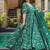 Floral printed muslin v neck dark-green anarkali set