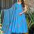Floral printed muslin v neck sky-blue anarkali set