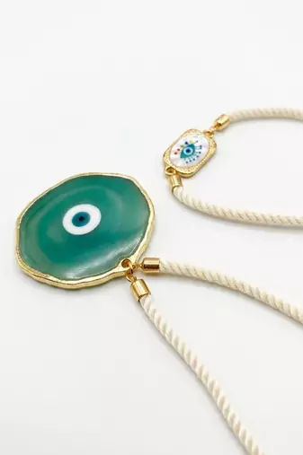 set of 2 evil eye design bhaiya bhabhi wraparound rakhi with roli chawal chandan