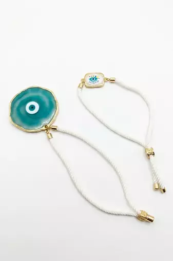 set of 2 evil eye design bhaiya bhabhi wraparound rakhi with roli chawal chandan