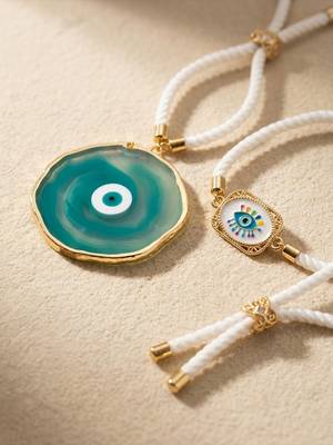 set of 2 evil eye design bhaiya bhabhi wraparound rakhi with roli chawal chandan 5