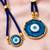 set of 2 blue evil eye design bhaiya bhabhi wraparound rakhi with roli chawal chandan