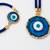 set of 2 blue evil eye design bhaiya bhabhi wraparound rakhi with roli chawal chandan