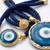set of 2 blue evil eye design bhaiya bhabhi wraparound rakhi with roli chawal chandan