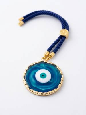 set of 2 blue evil eye design bhaiya bhabhi wraparound rakhi with roli chawal chandan 5