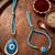 set of 2 blue evil eye bhaiya bhabhi wraparound rakhi with roli chawal chandan mishri