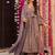 Floral printed muslin v neck purple anarkali set