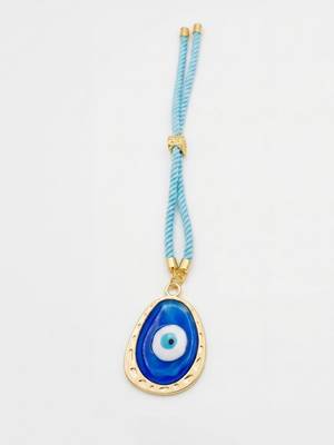 set of 2 blue evil eye bhaiya bhabhi wraparound rakhi with roli chawal chandan mishri 3