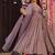 Floral printed muslin v neck purple anarkali set