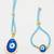 set of 2 blue evil eye bhaiya bhabhi wraparound rakhi with roli chawal chandan mishri
