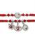 set of 2 red & silver evil eye design bhaiya bhabhi rakhi with roli chawal chandan