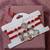 set of 2 red & silver evil eye design bhaiya bhabhi rakhi with roli chawal chandan