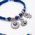set of 2 blue & silver evil eye design bhaiya bhabhi rakhi with roli chawal chandan