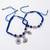 set of 2 blue & silver evil eye design bhaiya bhabhi rakhi with roli chawal chandan