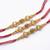 set of 3 red & gold toned artificial stones & beads thread rakhi with roli chawal