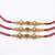 set of 3 red & gold toned artificial stones & beads thread rakhi with roli chawal