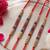 set of 4 multicolor circular beads studded thread rakhi with roli chawal chandan