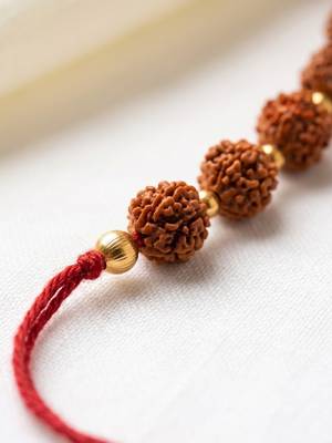 religious rudraksh thread rakhi with roli chawal chandan mishri 3