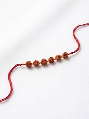 religious rudraksh thread rakhi with roli chawal chandan mishri 4