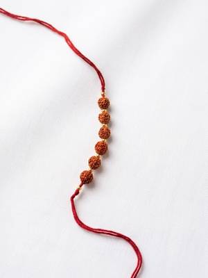 religious rudraksh thread rakhi with roli chawal chandan mishri 5