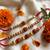 set of 3 religious rudraksh red thread rakhi with roli chawal chandan mishri