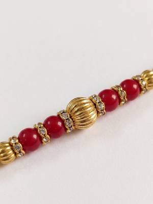 set of 4 artificial beads red thread rakhi with roli chawal chandan mishri 3