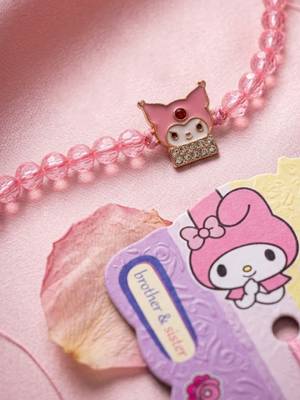 pink transparent beaded cartoon character kids rakhi with roli chawal chandan mishri 2