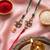 set of 2 floral design kundan studded bhaiya bhabhi rakhi with roli chawal chandan