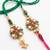 set of 2 floral design kundan studded bhaiya bhabhi rakhi with roli chawal chandan