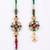 set of 2 floral design kundan studded bhaiya bhabhi rakhi with roli chawal chandan