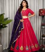 Rani Pink Vichitra Silk Blend Lehenga Choli with Dupatta