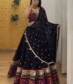 Black Georgette Sequins & Real Mirror Lehenga Choli with Dupatta