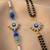 set of 2 blue evil eye artificial stones bhaiya bhabhi rakhi with roli chawal chandan