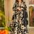 Floral printed muslin v neck black anarkali set