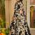Floral printed muslin v neck black anarkali set