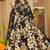 Floral printed muslin v neck black anarkali set